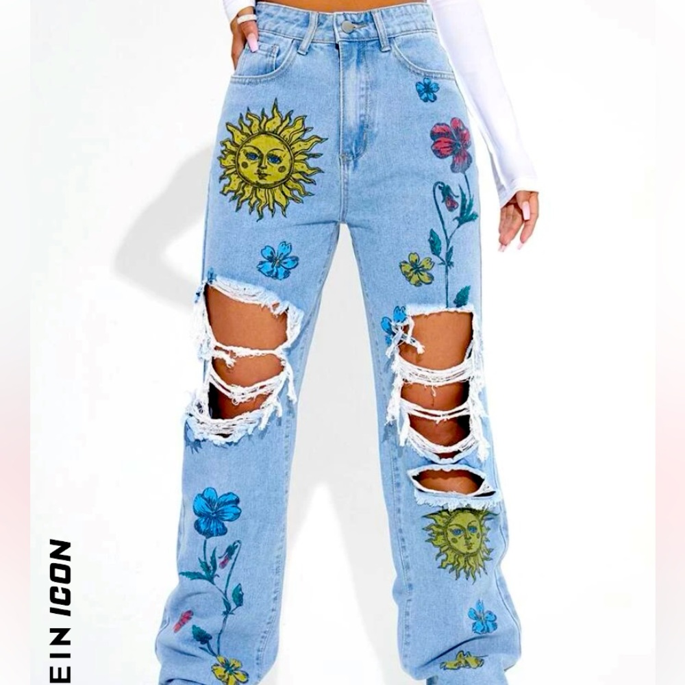 SHEIN INDIE FLOWER SUN DESIGN PANTS (Slightly Used)
